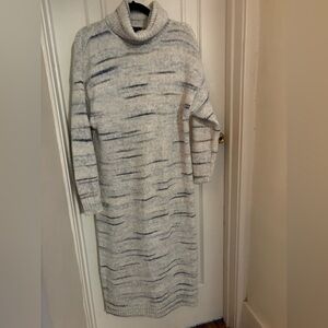 RW&CO. Long Sleeve Knit Dress - Gray and Blue and white